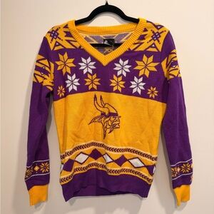 NFL Purple & Gold Knit V-Neck Team Sweater